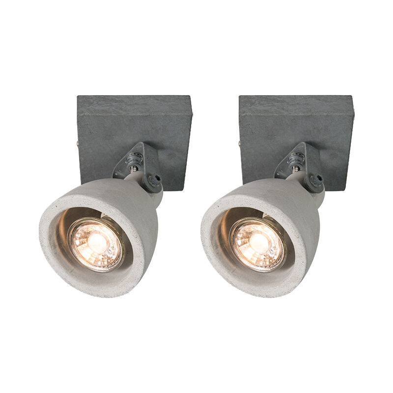 Set of 2 Industrial Spotlights Grey Concrete 1-Light - Creto