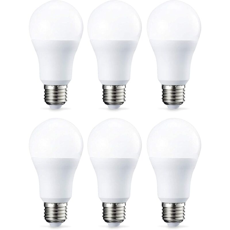 Set of 6 led lamps with E27 screw base, 10 w (equivalent to 75 w), warm white, not dimmable, intensity