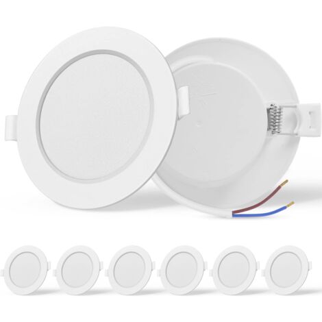 Set of 6 LED recessed spotlights, extra flat, high brightness, 9W equivalent to 72W incandescent lamp, cool white 6500K AC 230V, recessed spotlights for bathroom, living room, kitchen, hallway, Ф90-11
