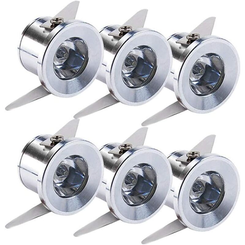 Set of 6 mini 3W LED recessed spots for plasterboard With separate transformer & Eacute; lighting for showcase, furniture interior.