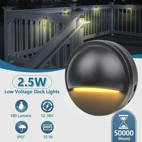 Set of 6 Outdoor Recessed LED Spotlights, IP67 Waterproof, Outdoor Recessed Spotlights for Wooden Terrace Swimming Pool Garden Stairs Wooden Deck (6 Warm White LEDs) [Energy Class A+++] B