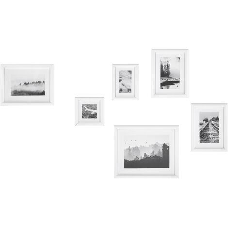 Set of 6 Photo Frames ZINARE Landscape White