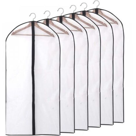 Set of 6 protective clothing covers 60 x 120 cm, waterproof, dustproof and anti-mite (black)