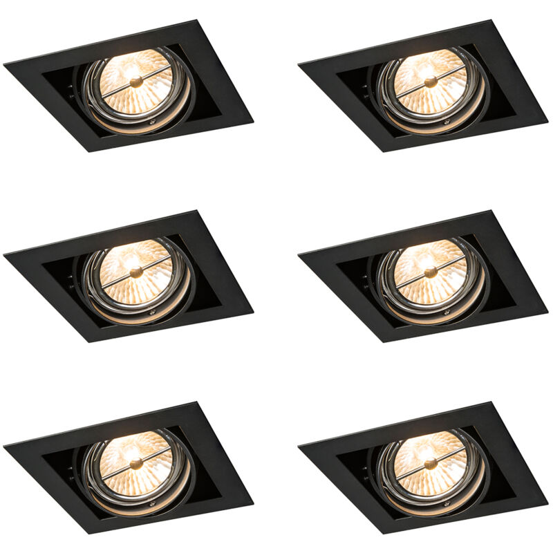 Image of Set of 6 Recessed Spotlights Black&hellip;