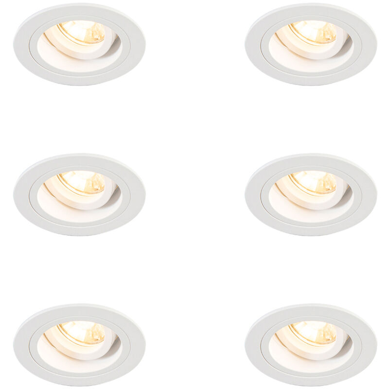 Image of Set of 6 Recessed Spotlights Round&hellip;
