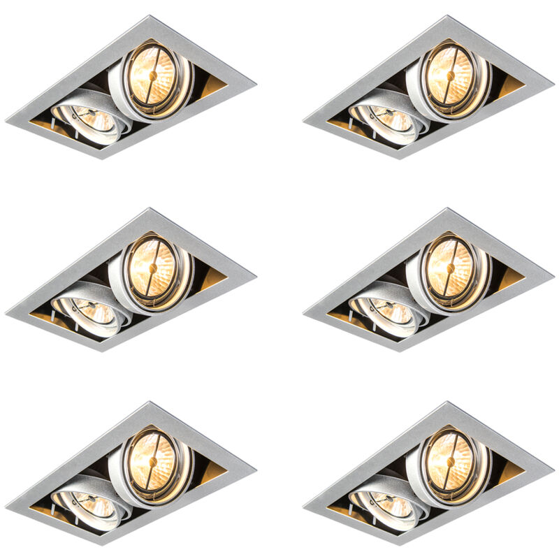 Image of Set of 6 Recessed Spotlights Steel&hellip;