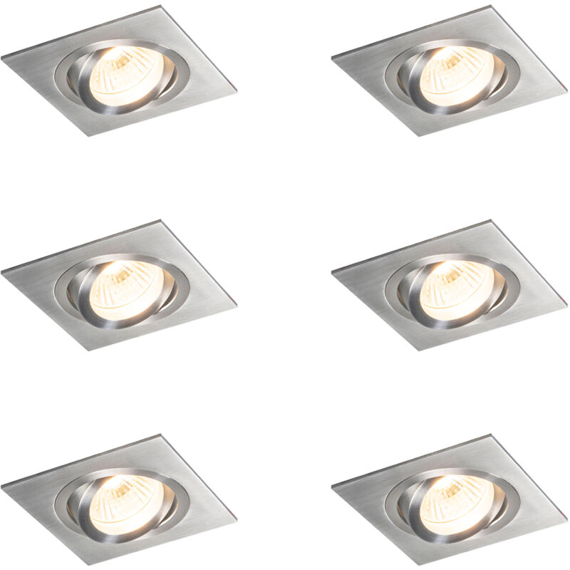 Image of Set of 6 Recessed Spotlights Steel&hellip;