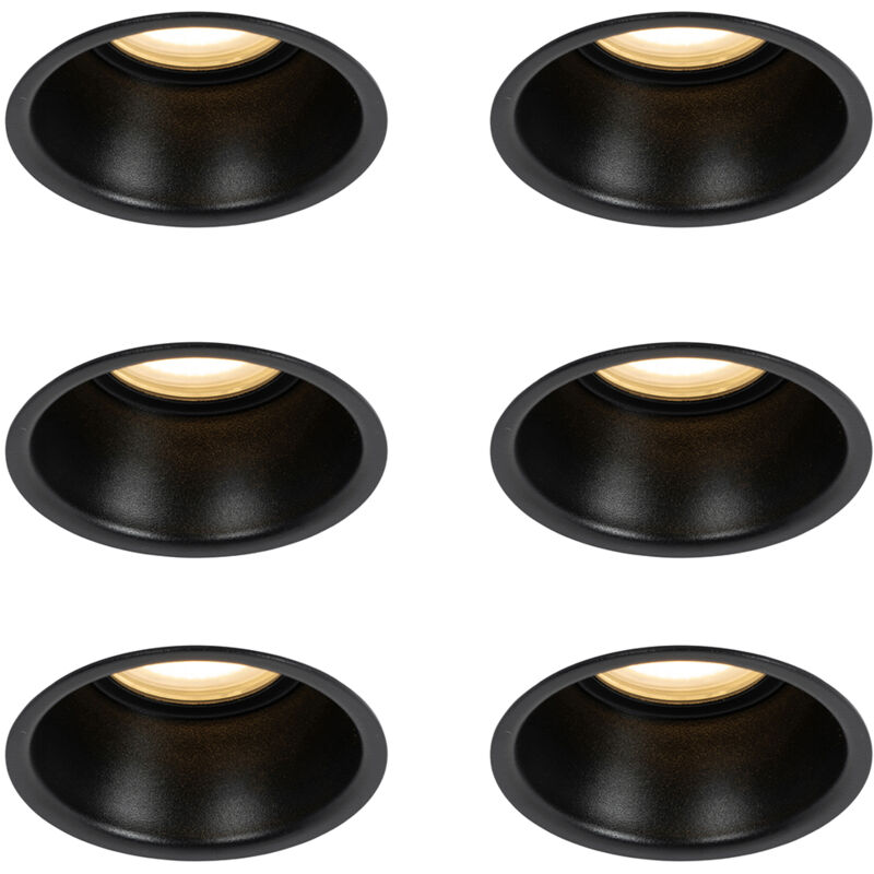Qazqa Set Of 6 Recessed Spotlights Black Gu10 50mm Ip44 - Dept