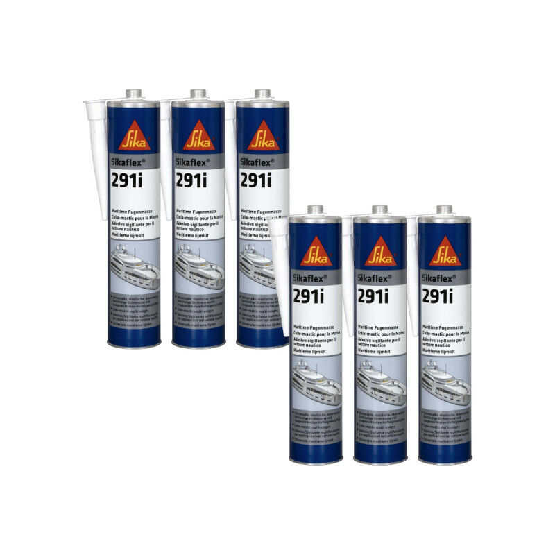 Sika - Set of 6 flex 291i marine mastic adhesives - White - 300ml