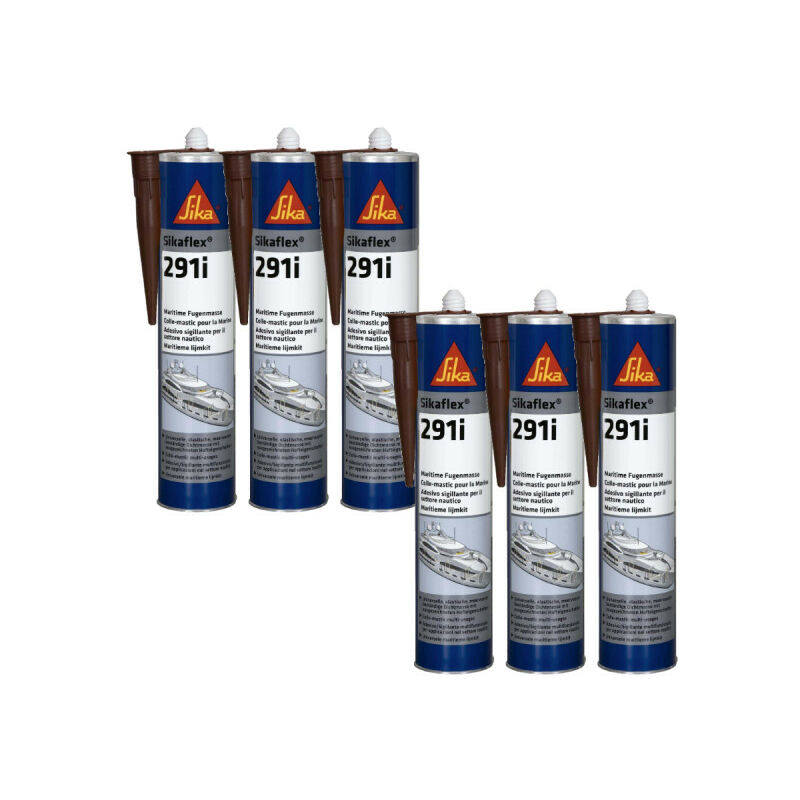 Sika - Set of 6 flex 291i marine mastic adhesives - Wood - 300ml