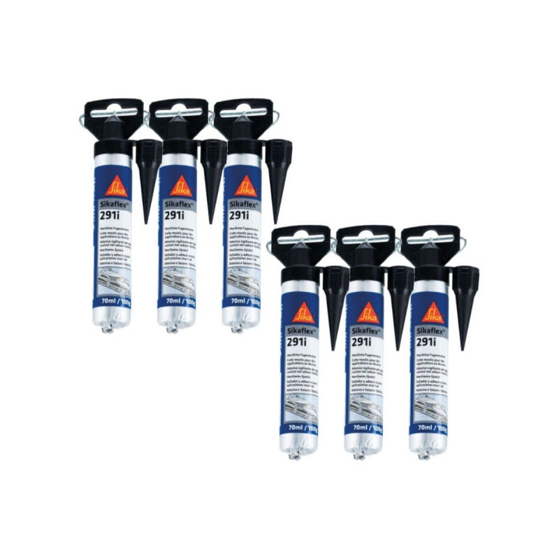 Sika - Set of 6 flex 291i marine sealants - Black - Mini refill 70ml