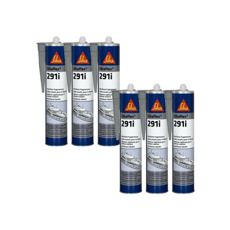 Sika - Set of 6 flex 291i marine sealants - Grey - 300ml