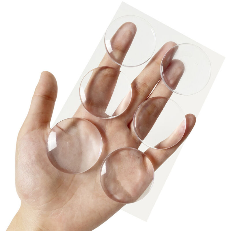 Set of 6 silicone door stops, transparent self-adhesive wall protectors, soft and reusable rubber wall protectors, for bed