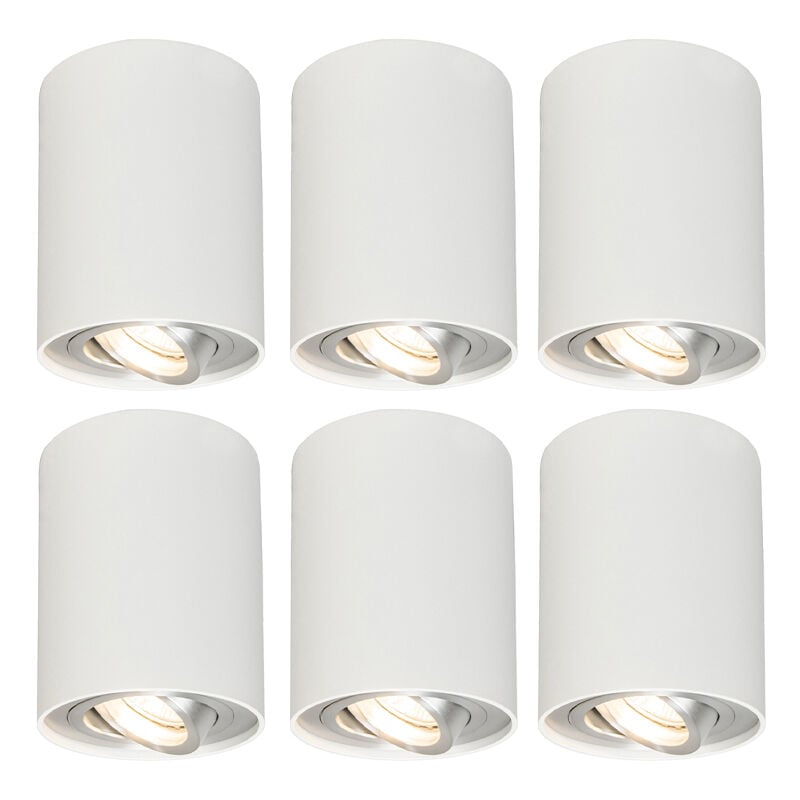 Set of 6 Spotlights White Swivel and Tiltable - Rondoo Up