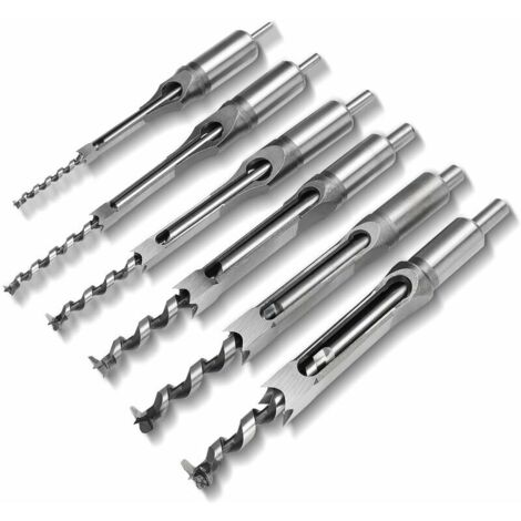 Set of 6 Square Hole Drill Bits Mortising Chisel Drill Woodworking Drill Woodworking Tool Twist Drill Bit Sets for Mortising Chisel Carpentry 6.4mm/8mm/9.5mm/12.7mm/14mm/16mm