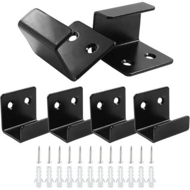 Set of 6 stainless steel wall hooks, 20 mm inner width, heavy-duty hooks for ceramic tiles (black)