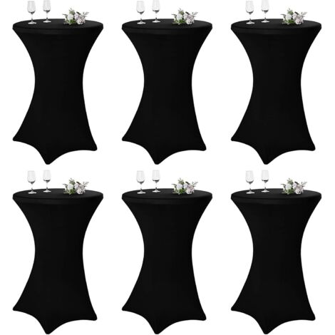 Set of 6 stretch bar table covers for bistro tables Ø 80-85 cm, elegant design, reinforced foot area, machine washable at 40°C, stretch cover black, covers for bar tables and bistro tables (80×110cm, 