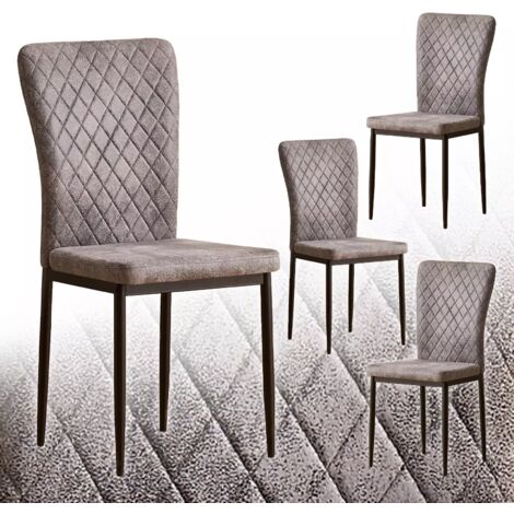 Set of 6 Suede Dining Chairs High Back Kitchen Counter chairs home & restaurants& Lounge Leisure&Living Room（Grey,4）