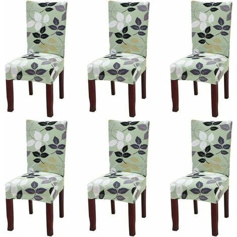 Set of 6 universal stretch chair covers for dining chair green