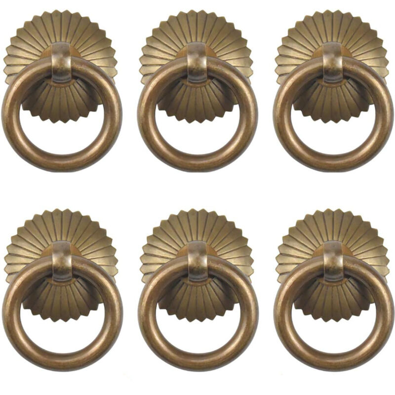 Set of 6 Vintage Furniture Handles, Drawer Ring Pull Handle, Antique Pull Handles, Furniture Knob for Kitchen Cabinet Cupboard Dresser Door, Pull
