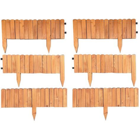 Set of 6 Wooden Lawn Edging Log Roll Style Panels (400cm x 20cm)