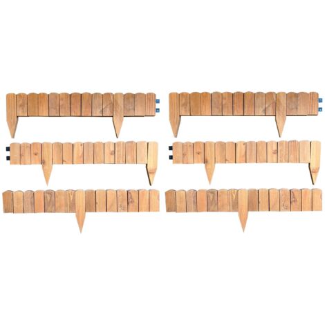 Set of 6 Wooden Lawn Edging Log Roll Style Panels (420cm x 10cm)