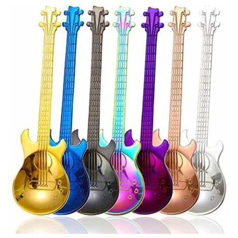 Set of 7 colorful stainless steel guitar teaspoons