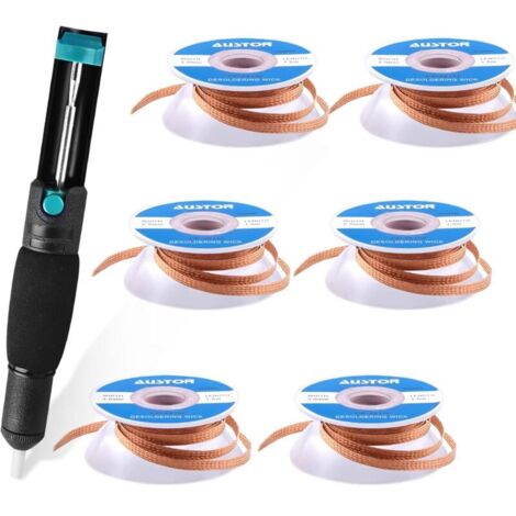 Set of 7 pieces: Desoldering Pump and Desoldering Braid for Removing Solder