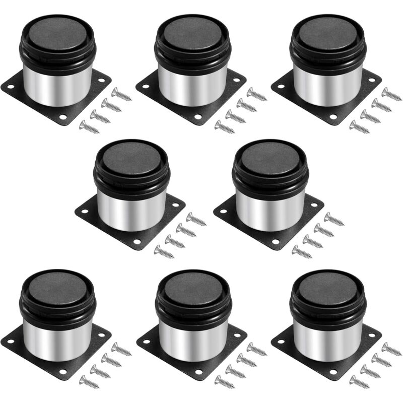 Set of 8 Adjustable Furniture Legs, 5 cm, Adjustable Feet for Furniture, Round Metal Stainless Steel, Height Adjustable 0-15 mm, for Sofa Legs,