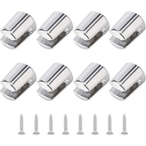Set of 8 adjustable polished zinc alloy wall brackets for 4-6 mm glass shelves