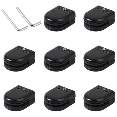 ZVD Set of 8 Black 304 Stainless Steel Glass Clamps Heavy Duty Holder for 8-10mm Glass