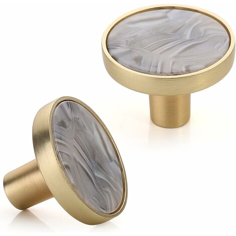 Set of 8 Brass Cabinet Knobs Cupboard Knobs for Kitchen, Bathroom, Bedroom, Office（Rock Ash，32mm）