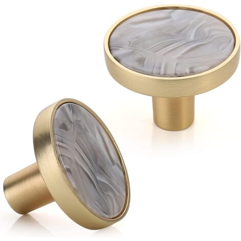 Set of 8 Brass Cabinet Knobs Cupboard Knobs for Kitchen, Bathroom, Bedroom, Office(Rock Ash,32mm)