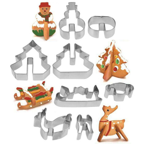 Set of 8 christmas molds for 3d gingerbread in stainless steel