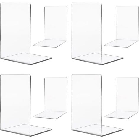 Set of 8 Clear Acrylic Bookends for Kids, Office, Living Room and Study, School, Bookshelf and Library, School Supplies MUMU