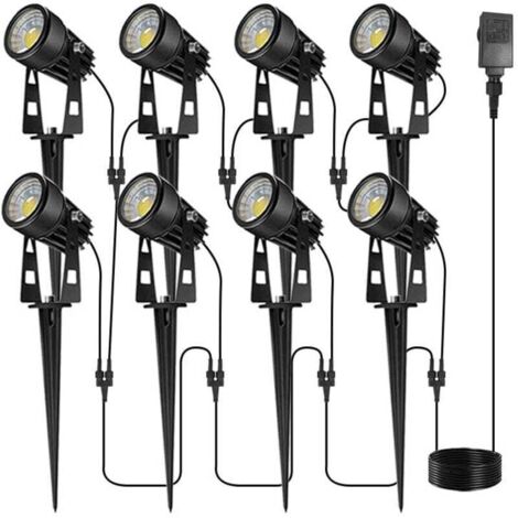 Set of 8 low-voltage outdoor LED lights with transformer, IP65 waterproof, for walkways, pool decks