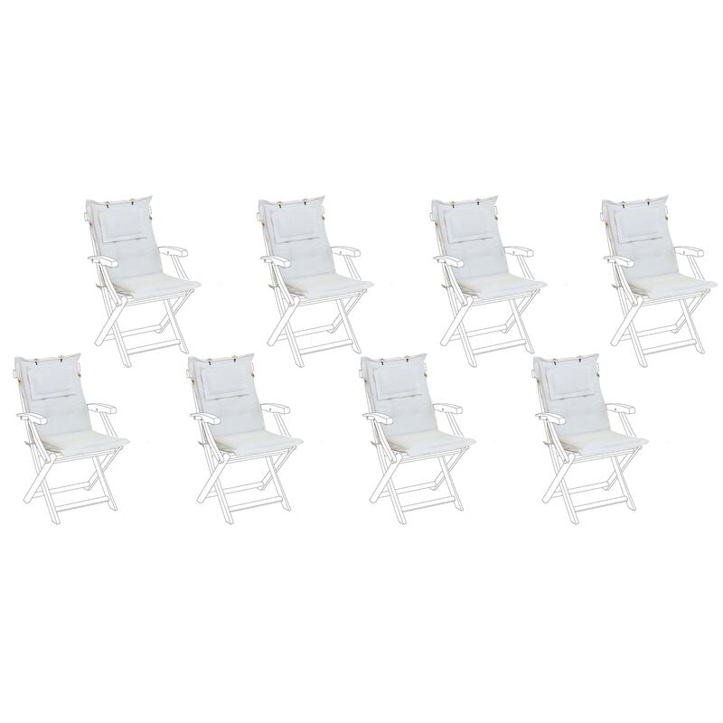 Set of 8 Outdoor Seat/Back Cushion Padded Removable Headrest Pad Off-White maui