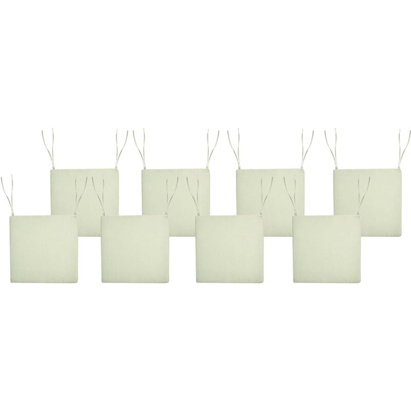 Beliani - Set Of 8 Seat Cushions For Garden Chairs Uv Resistant Polyester Fabric Light Green Sassari