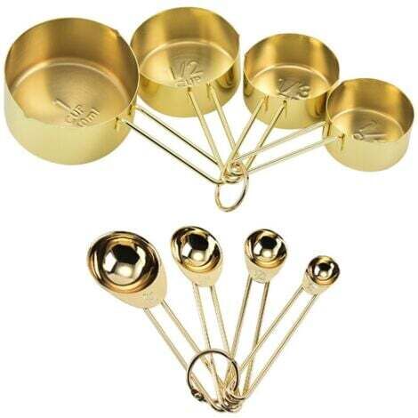 Set of 8 Stainless Steel Measuring Cups and Measuring Spoons Baking Accessories