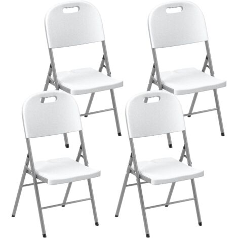 Set of Four Foldable Outdoor Chairs - White