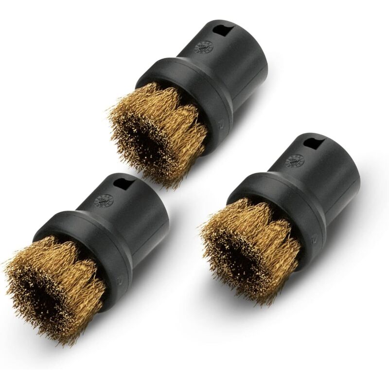 Woiyic Set Of Round Steam Cleaner Brushes With Brass Bristles, Black, 4.0 Cm X 2.5 Cm