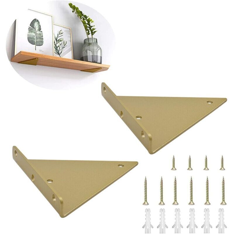 Set of triangular steel shelf brackets, heavy-duty concealed triangular bracket, floating wall bracket for table, wall mounting bracket (8 x 10