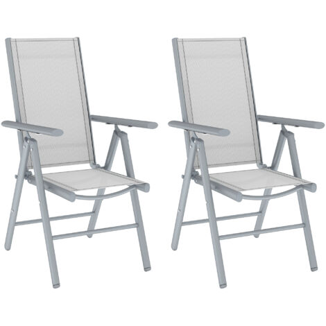 Set of Two Aluminium Folding Chairs  - Light Grey