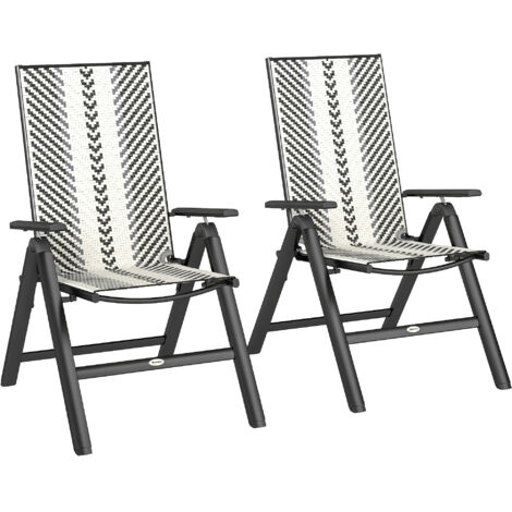 Set of Two Rattan Reclining Garden Chairs - Grey