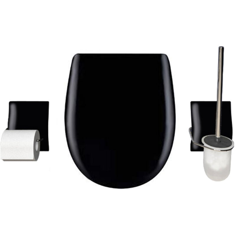 Set accessoire wc ariane noir céramique Brillante - Descente assistée - Déclipsable Olfa