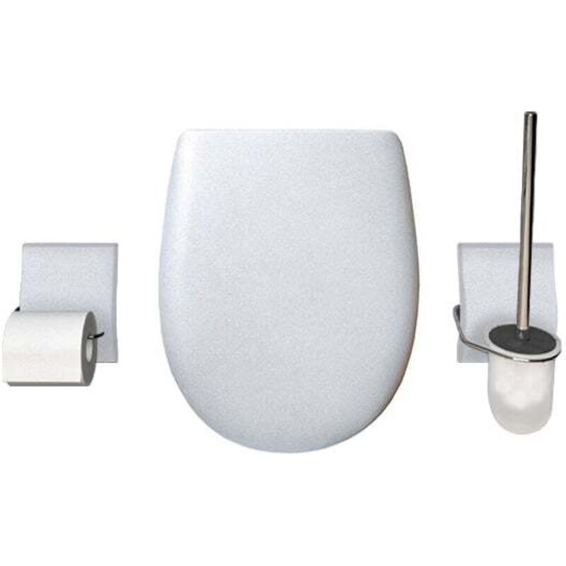 Set Olfa accessoires wc Argent Métal Descente assistée et déclipsable