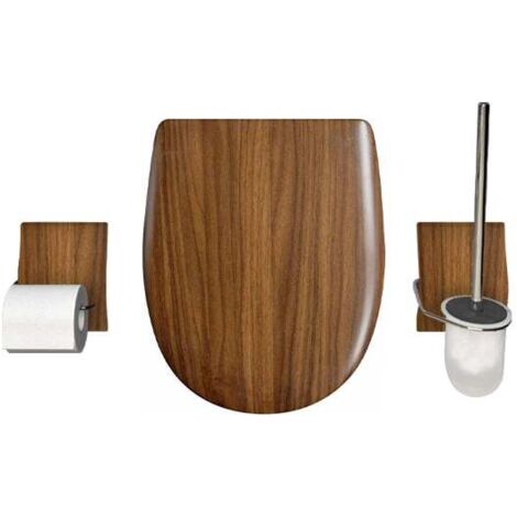 Set OLFA accessoires WC Noyer mat déclipsable à descente assistée