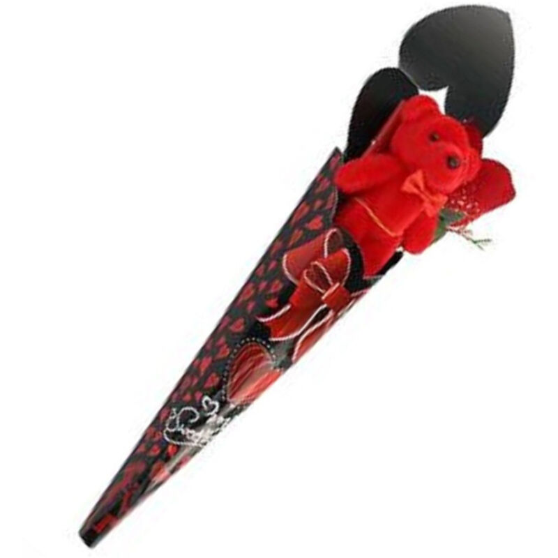 Trade Shop Traesio - Trade Shop - rotes plüschbären-set mit liebesblume 40CM valentinstag geschenkidee 63293 -