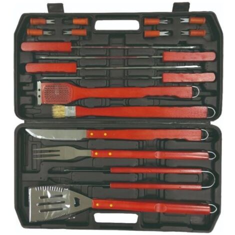 Set P/Barbecues Sandrigarden 18Pz M.Legno Ac.Inox Valigetta