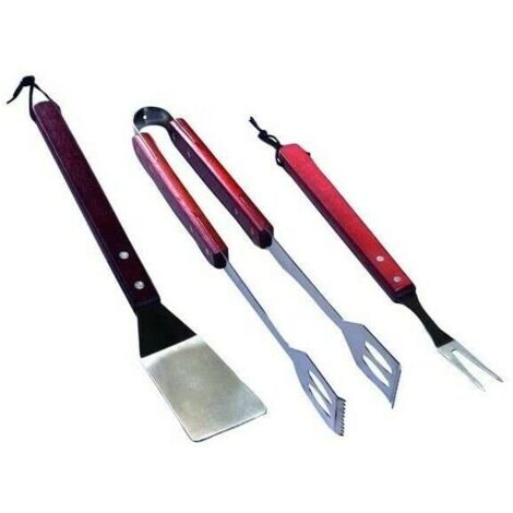 Set P/Barbecues Sandrigarden 3 Pezzi Manico Legno Acc. Inox